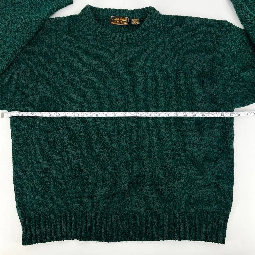 Vintage Mens Eddie Bauer Forest Green Wool Crewneck Sweater Size XL - Picture 2 of 6